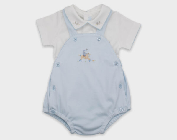 JARDINERO CON BODY CABALLO POLO - CELESTE