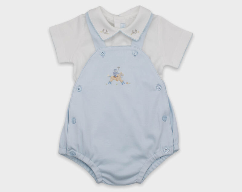 JARDINERO CON BODY CABALLO POLO - CELESTE