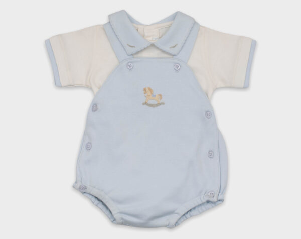BODY CON JARDINERO CABALLO - BLANCO / CELESTE