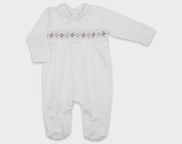 ENTERIZO SMOCK ROMBOS NIÑO - BLANCO