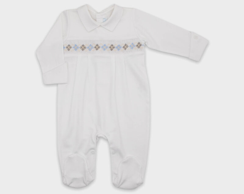 ENTERIZO SMOCK ROMBOS NIÑO - BLANCO