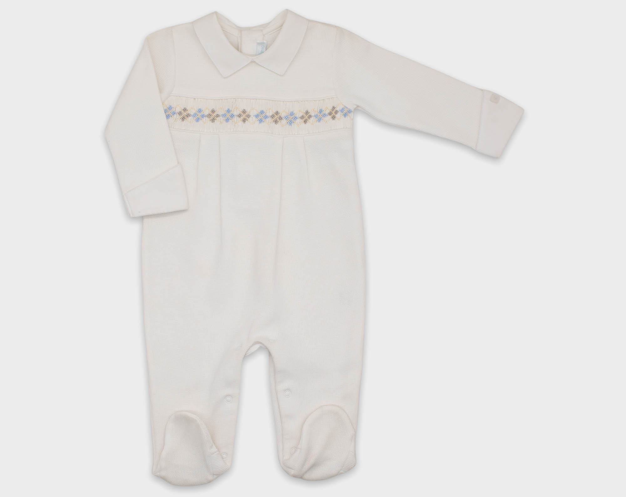 ENTERIZO SMOCK ROMBOS NIÑO - MARFIL