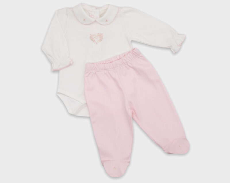 BODY CON PANTALÓN ROCOCO CORAZÓN - BLANCO / ROSA