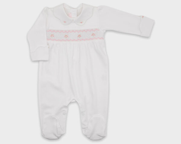 ENTERIZO SMOCK CUELLO ONDAS - BLANCO