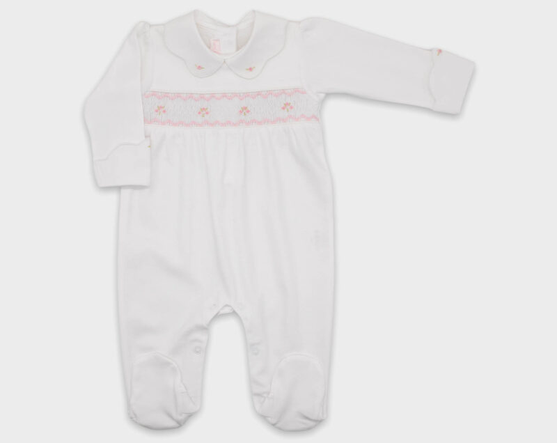 ENTERIZO SMOCK CUELLO ONDAS - BLANCO