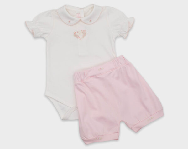 BODY CON SHORT ROCOCO CORAZÓN - BLANCO / ROSA