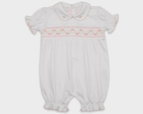 ENTERIZO CORTO SMOCK ROSA BLANCO