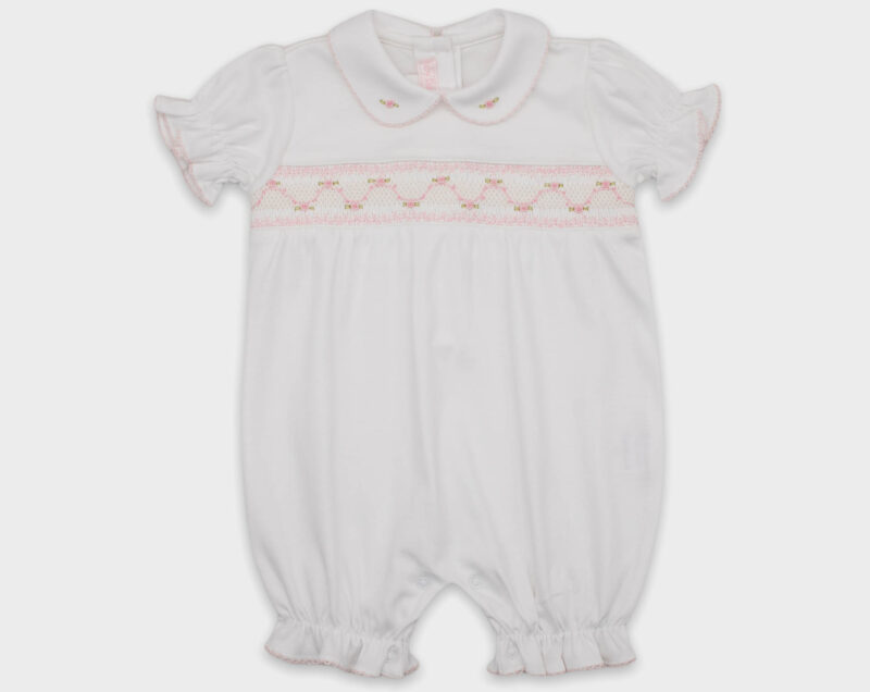 ENTERIZO CORTO SMOCK ROSA BLANCO