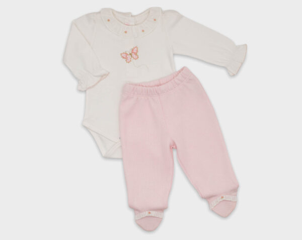 BODY CON PANTALÓN MARIPOSA - MARFIL / ROSA