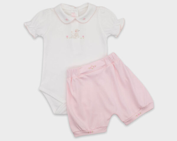BODY CON SHORT POODLE - BLANCO / ROSA