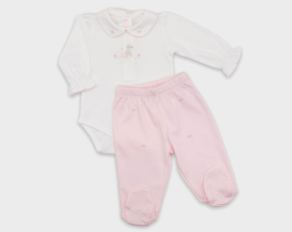 BODY CON PANTALÓN POODLE - BLANCO / ROSA