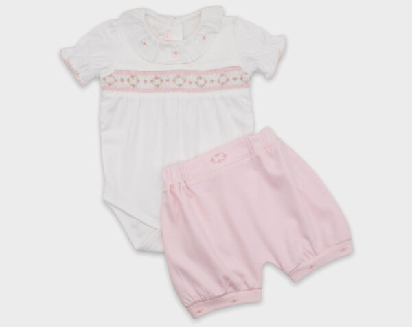 BODY CON SHORT SMOCK ROSA 2 - BLANCO / ROSA