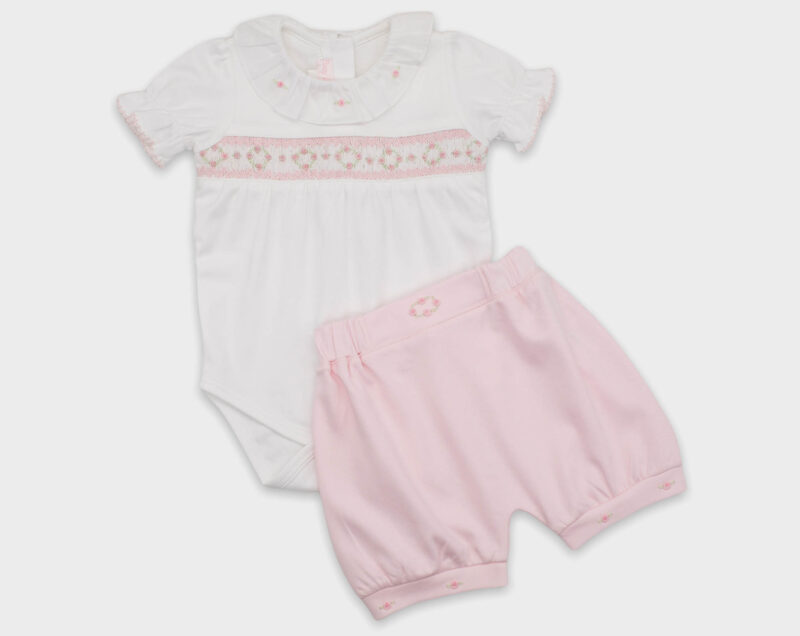 BODY CON SHORT SMOCK ROSA 2 - BLANCO / ROSA