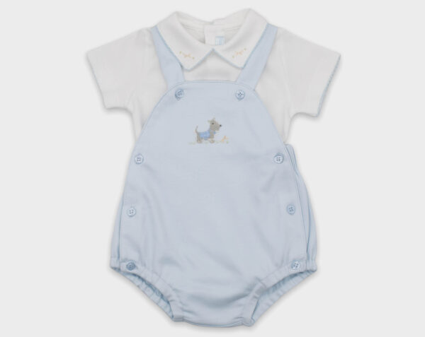 BODY CON JARDINERO PERRO SCHNAUZER - BLANCO / CELESTE