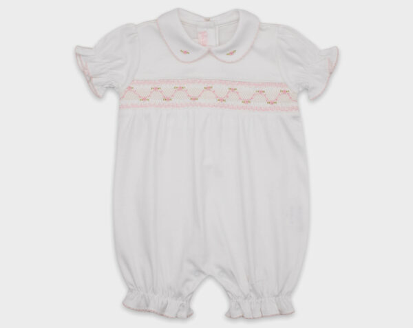 ENTERIZO CORTO SMOCK ROSA BLANCO