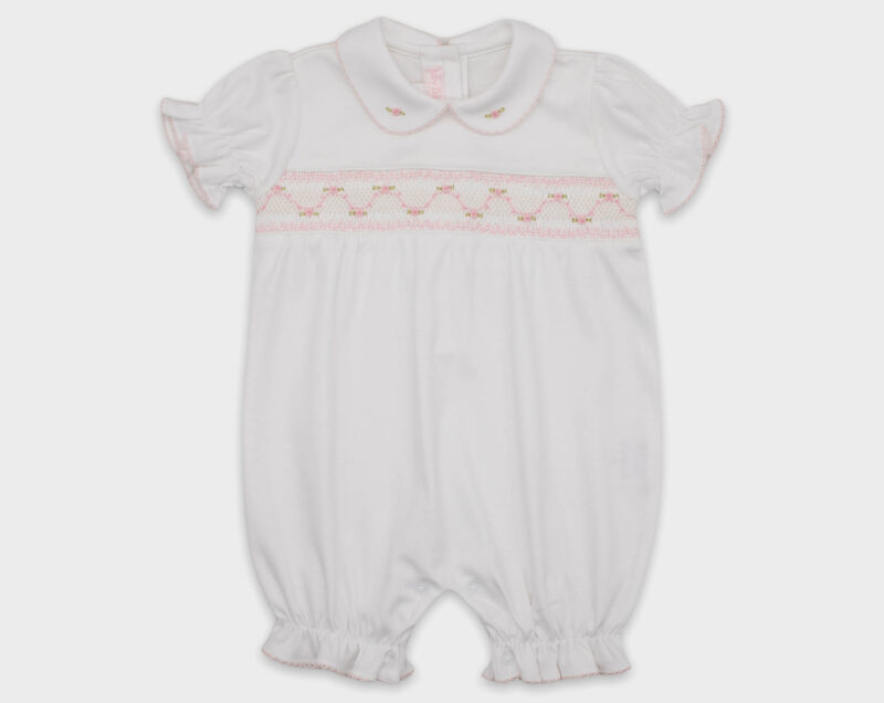 ENTERIZO CORTO SMOCK ROSA BLANCO