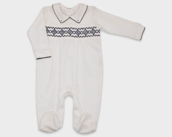 ENTERIZO SMOCK BLANCO/AZUL MARINO
